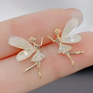 1pair Stud Earrings Elf Wings Design Zinc Alloy Earrings Cute Style Jewelry